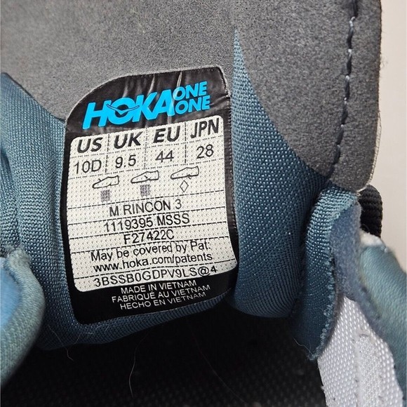 HOKA One One Rincon 3 Trail Shoe Mens 10 D, Blue Orange White Sneaker Walking - Picture 11 of 14